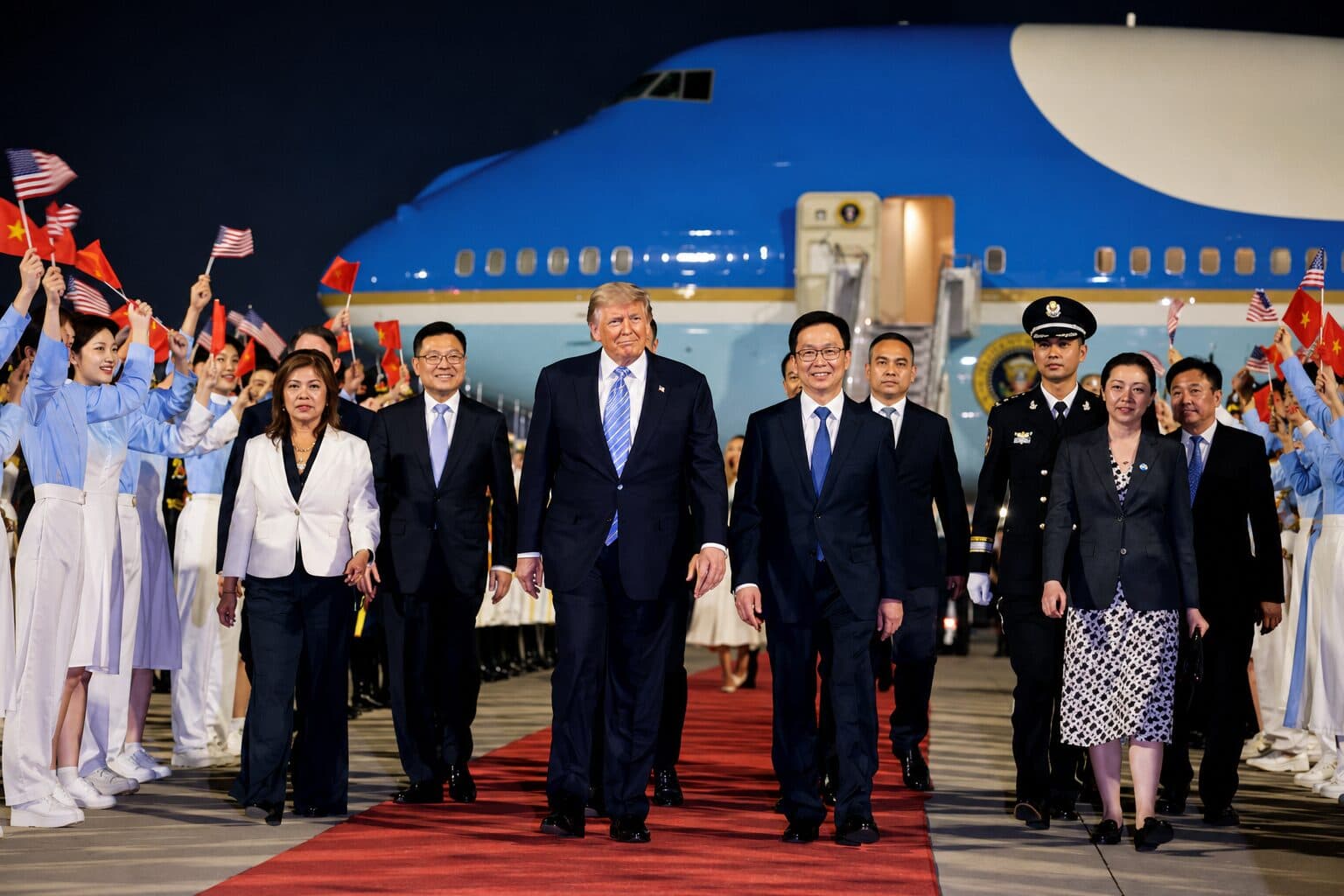 Trump Lands in China for High-Stakes Xi Summit With Nvidia CEO Jensen Huang