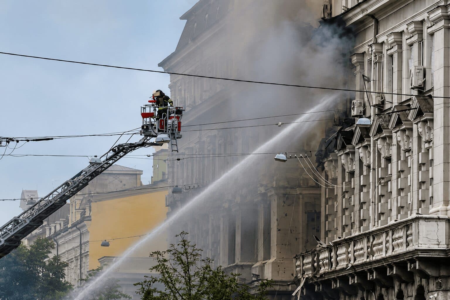 Russian Drone Strike Hits Ukraine’s Security Service Headquarters in Kyiv
