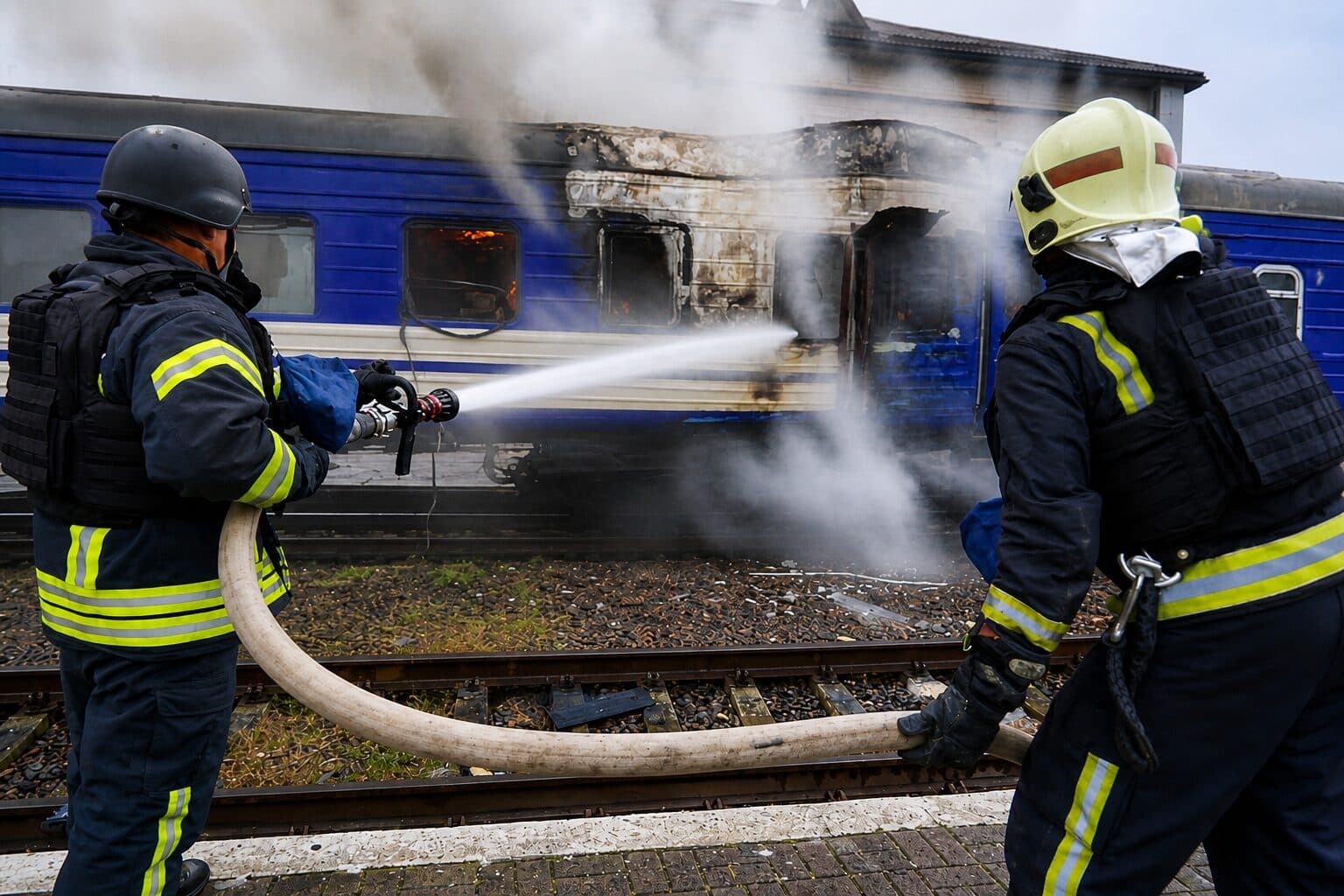 Russian Drone Strikes Ukrainian Train Near Polish Border Minutes After European Officials Depart