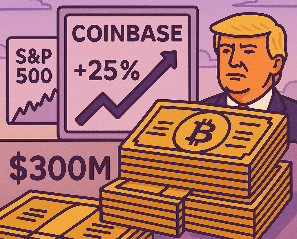 Coinbase Soars on S&P 500 News, GD Culture Targets $300M in Bitcoin and Trump Token