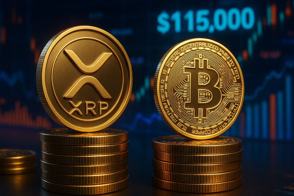 XRP Leads Gains as Bitcoin Steadies Near $115K Amid Trump Tariffs and ETF Outflows