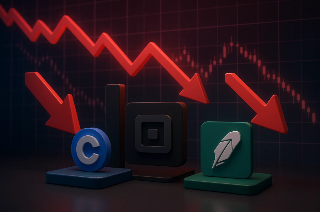 Coinbase, Block, and Robinhood Lead Sharp Decline as Crypto Stocks Face Harshest Week of 2025