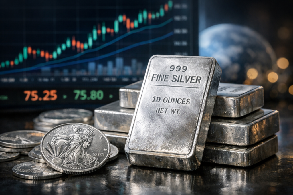 Silver Price Breaks $75 as Safe-Haven Demand Intensifies