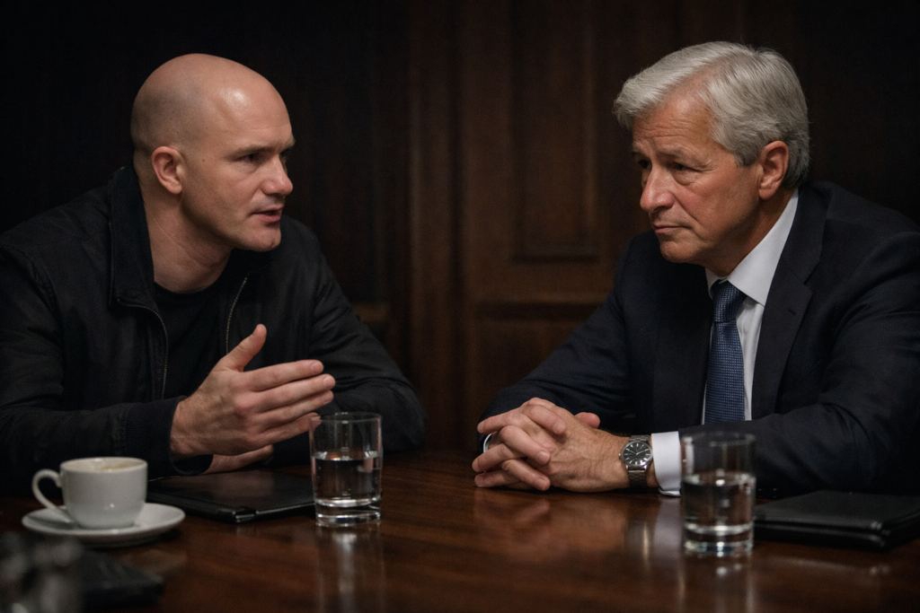 Coinbase and JPMorgan CEOs Reportedly Clash Over US Crypto Market Structure Bill at Davos